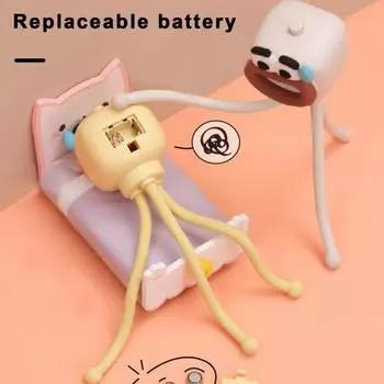 Забавный милый ночник в виде осьминога, мини светодиодный светильник для книги, мерцающий, без мерцания, защита глаз, гибкий дизайн конечностей, универсальный ночник розовый