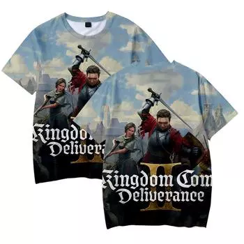 Забавный мультфильм Kingdom Come: Футболки Deliverance II, крутые мужские футболки с круглым вырезом, повседневные, унисекс, уличная одежда, аниме-модная футболка XS