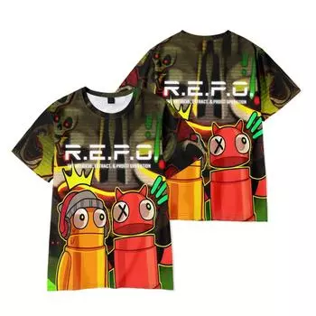 Забавный мультфильм REPO футболки крутые мужские REPO футболка O-образный вырез повседневная унисекс уличная модная футболка XS