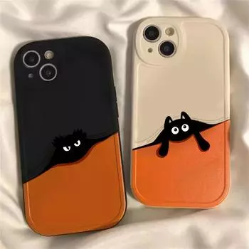 Забавный мультяшный чехол для телефона с парой для iPhone15 14 13 12 11 Pro Max Mini Plus X XR XS Симпатичные угольные шарики противоударный мягкий силиконовый чехол For iphone 15PLUS белый