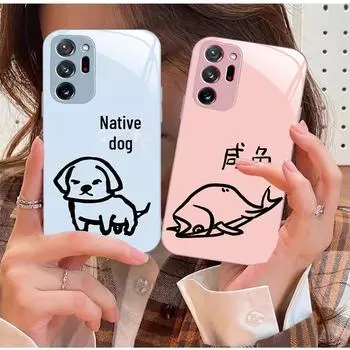 Забавный мультяшный чехол из жидкого стекла для Samsung Galaxy Note 20 — простой, креативный, устойчивый к падениям дизайн Samsung M40s синий