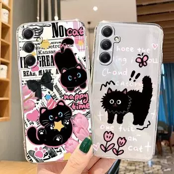 Забавный мультяшный мягкий прозрачный силиконовый чехол для Samsung A55 A35 M35 M34 S24 Xiaomi Redmi Note 13 Pro 13C Poco M6 Camera противоударный защитный чехол Samsung Galaxy A11