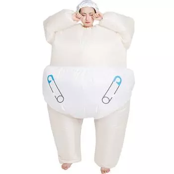 Забавный надувной костюм толстяка, взрослый 150-190cm бежевый