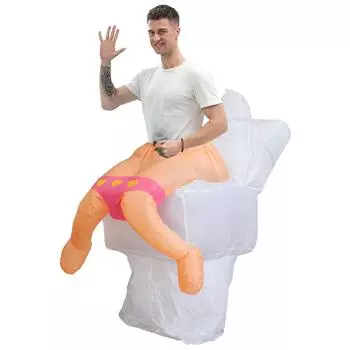 Забавный надувной костюм туалета, для взрослых 150-190cm розовый