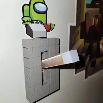 Забавный настенный выключатель, крышка, креативная форма, строительный блок, простая установка, 3D