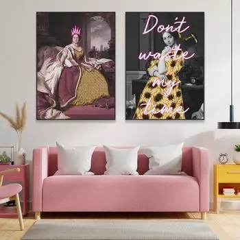 Забавный неоновый стиль с цитатой, художественные принты, постер с изображением гепарда королевы Виктории, винтажное женское платье, холст, картина, галерея, настенное искусство, домашний декор 21cm30cm NoFrame