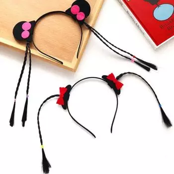 Забавный парик, косичка, обруч для волос, мультяшные косички, повязка на голову для девочек, женские повязки для макияжа, головные уборы для косплея и вечеринок A8