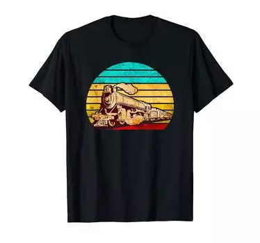 Забавный паровоз SL Забавный винтажный ретро-железный Otaku Goods Футболка Футболка Мужская футболка чёрный
