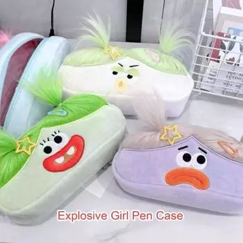 Забавный пенал для жареных волос, пенал для кукол с длинными волосами зелёный