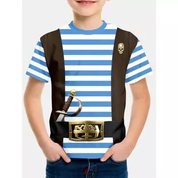 Забавный пиратский пояс с принтом детская футболка с комбинацией имен футболки мультфильмы кавайные детские повседневные топы для девочек и мальчиков в стиле Харадзюку 100CM