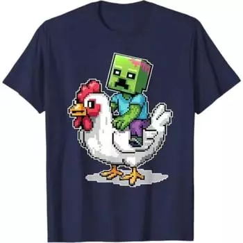 Забавный пиксельный жокей, едущий на курице, футболка для любителя куриц, винтажный дизайн жокея на курице, для видеоигрока, Y2k, графический наряд S чёрный