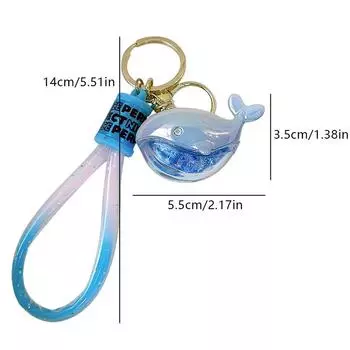 Забавный плавающий жидкий брелок в виде кита для ключей от машины, кавайный брелок в виде кита для девочек, подвеска на сумочку, брелки, ювелирные изделия, подарки белый