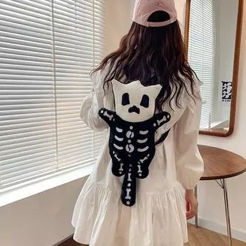 Забавный плюшевый рюкзак Little Ghost Skull Персонализированный рюкзак Little Devil чёрный