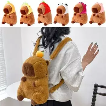 Забавный плюшевый рюкзак, мультяшная сумка через плечо, подарочный рюкзак Capybara