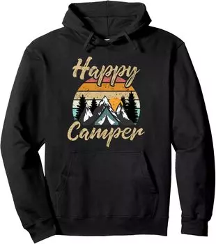 Забавный подарок любителю кемпинга и пешего туризма Happy Camper Gift Pullover Women Unisex Hoodie L чёрный
