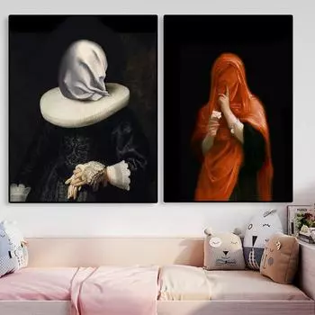 Забавный портрет, искусство, женская красота внутри, элегантные постеры, винтажная картина на холсте, настенная живопись, принты для галереи, домашний декор 21cm30cm NoFrame