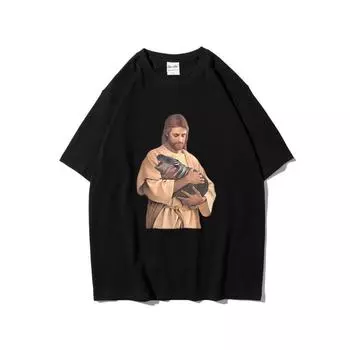 Забавный принт Moo Deng Bouncing Pig повседневные футболки трендовый свободный хлопковый топ с короткими рукавами и круглым вырезом S