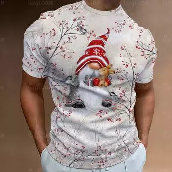 Забавный принт Санта-Клауса на Рождество футболки 3D свободные топы футболки мужские рубашки летние праздничные повседневные мужские рубашки с круглым вырезом Harajuku одежда L