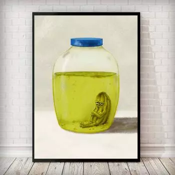 Забавный ретро постер с едой «Последний огурец», морковь, свекла, близнецы, банан, холст, картина, настенная художественная картина, принты, декор для кухни, столовой 21x30cm No Framed