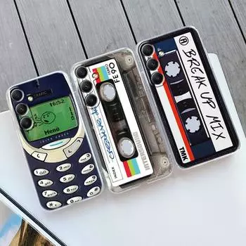 Забавный ретро-телефон мягкий прозрачный силиконовый чехол для Xiaomi Redmi Note 13 14T 15 Samsung A55 A35 S24 iPhone Huawei Honor Camera защитный противоударный чехол Samsung Galaxy S20