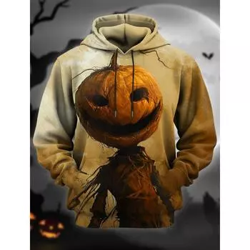 Забавный рисунок тыквенных людей, мужская толстовка с капюшоном с 3D-принтом, модная праздничная толстовка на Хэллоуин с карманом, дизайнерская толстовка на осень/зиму S