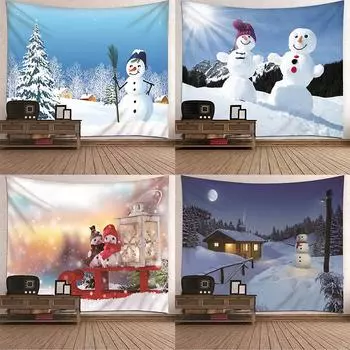 Забавный рождественский гобелен со снеговиком, новогодняя вечеринка, фон, гобелен для спальни, общежития, настенный гобелен 100x75cm