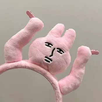 Забавный розовый кролик ободок для женщин плюшевая кукла ободок для девочек заколка для волос милые обручи аксессуары для волос