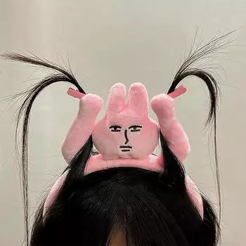 Забавный розовый кролик ободок для женщин плюшевая кукла ободок для девочек заколка для волос милые обручи аксессуары для волос