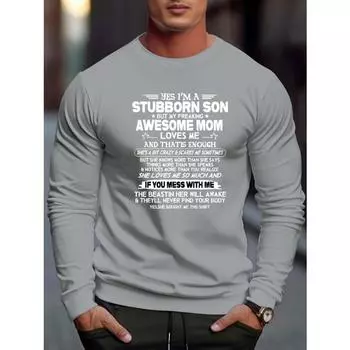Забавный слоган с надписью «Мама любит меня» с принтом, мужская повседневная толстовка с длинным рукавом и круглым вырезом, осенний свитер S