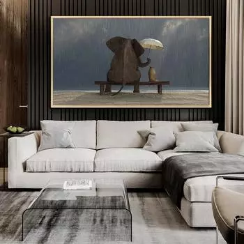 Забавный слон, современная картина на холсте на стене, художественные фотографии животных, скандинавские постеры и принты для детей, домашний декор для спальни 20cm40cm NoFrame