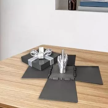 Забавный сюрприз в виде среднего пальца, подарочная коробка, 3D-печатная игрушка на день рождения, компактное озорство на ходу, неожиданный забавный жест E