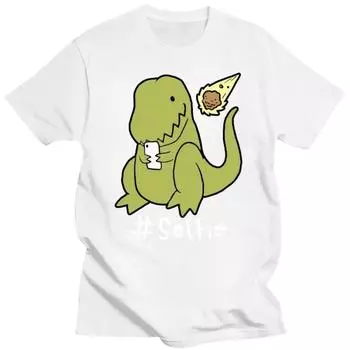 Забавный T-Rex делает селфи Динозавр Крутая Милая Юмористическая Футболка Летняя Классика Повседневная Футболки Для Взрослых С Принтом Kawaii Ropa Mujer Топы Футболки S