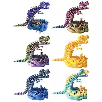 Забавный тираннозавр рекс ископаемый дракон подвижные суставы 3D печатные кости динозавра тираннозавр рекс гибкая шарнирная игрушка динозавр red yellow blue