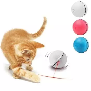Забавный тизер для кошек и собак, упражнения со светодиодной подсветкой, лазерный шар, автоматическая интерактивная игрушка красный