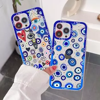 Забавный турецкий счастливый синий чехол для телефона с изображением сглаза для Samsung S 20 21 22 23 lite plus ultra Clear Mobile Cover Funda Samsung S23