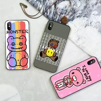 Забавный уникальный чехол для телефона с мультяшным медведем для iPhone 13 12 Mini 11 Pro Max 6S 7 8 Plus X XR Hard Cover XS SE 2020 5 Cute Mobile Shell iPhone 5