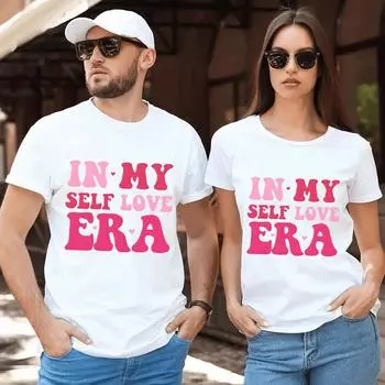 Забавный Валентина Печатный Парный Универсальный Повседневный Топ Модные Футболки High Street Женские S