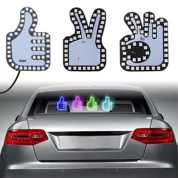 Забавный внутренний предупреждающий стоп-сигнал с управлением жестом руки и пальца с дистанционным управлением для автомобиля, большой палец, победа, ОК, световой знак дорожной ярости A