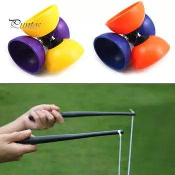 Забавный зажим для жонглирования Diabolo с 3 подшипниками, металлические палочки, китайский йойо, веревочная сумка, игрушки для детей синий