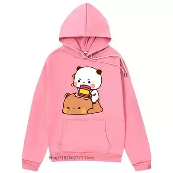 Забавный женский свитер с капюшоном Bubu and Dudu Brownie Bear Girl Kawaii Cute Print Sweatshirt Женская одежда Повседневная зимняя осенняя толстовка с капюшоном S