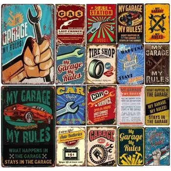 Забавный знак механика, магазин, механик, почасовая ставка, воспроизведение, винтажная металлическая вывеска, жестянка для человека, пещера, автомобили, мастерская, декор стены гаража 20x30cm