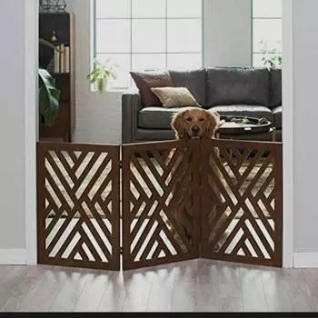 Забор безопасности для домашних животных ручной работы, портативный, деревянная надстройка, внутренние защитные ворота для детей, складная защитная сетка, 3-панельные ворота