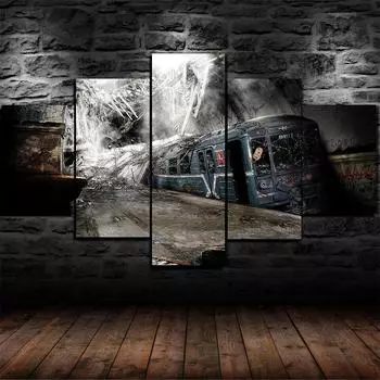 Заброшенный подземный железнодорожный плакат, 5 панелей, холст, картина, печать, настенная живопись, холст, Настенный декор для гостиной, без рамки 20x35cm*2 20x45cm*2 20x55cm*1