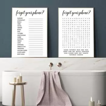 Забудьте о своем мобильном телефоне, художественная цитата, принт для ванной комнаты, головоломка, поиск слов, холст, постер, интересный логотип для ванной комнаты 21cm30cm NoFrame