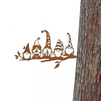 Зачарованный садовый гном из металлической ветки, грибной металлический гном, декор для садового гриба, Очаровательный декор для вечеринки в саду, металлический гном из ветки чёрный