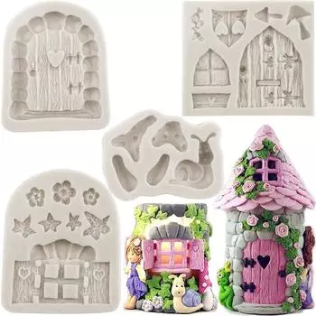 Зачарованный винтажный сказочный сад, сказочная дверь, силиконовая форма в виде улитки, формы для шоколадной помадки, полимерная глина, украшение для торта белый