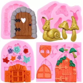 Зачарованный винтажный сказочный сад, сказочная дверь, силиконовая форма в виде улитки, формы для шоколадной помадки, полимерная глина, украшение для торта белый