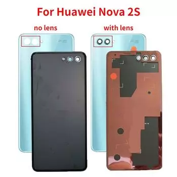 Заднее стекло для Huawei Nova 2S HWI-AL00, аккумулятор, задняя дверь, запасные части с камерой Gray No Lens