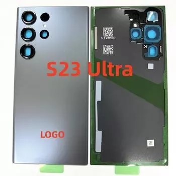 Заднее стекло для Samsung Galaxy S23 Ultra SM-S918B, крышка батарейного отсека, корпус задней двери, объектив камеры с заменой наклейки S23 Ultra White- CE