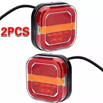 Задние фонари для грузовиков Квадратные светодиодные задние фонари для прицепов Подсветка номерного знака Задние фонари для грузовиков Автомобильные аксессуары Высокое качество 2pcs
